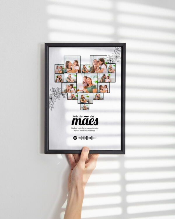 Quadro Dia das Mães Coração com Fotos e Spotify Personalizado - Image 2