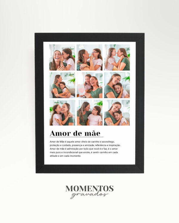 Quadro Personalizado Amor de Mãe com Texto e 9 Fotos